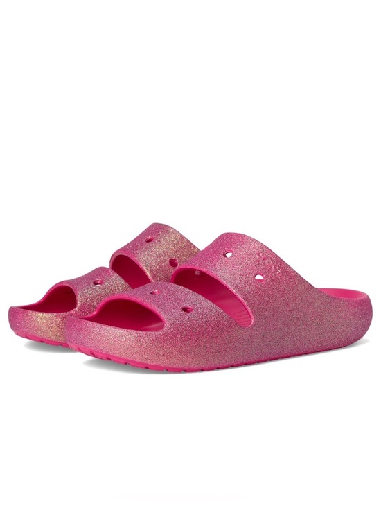 CROCS Shoes - Crocs Classic Iridescent Glitter Unisex Hot Pink Slides Size W 7 NWT